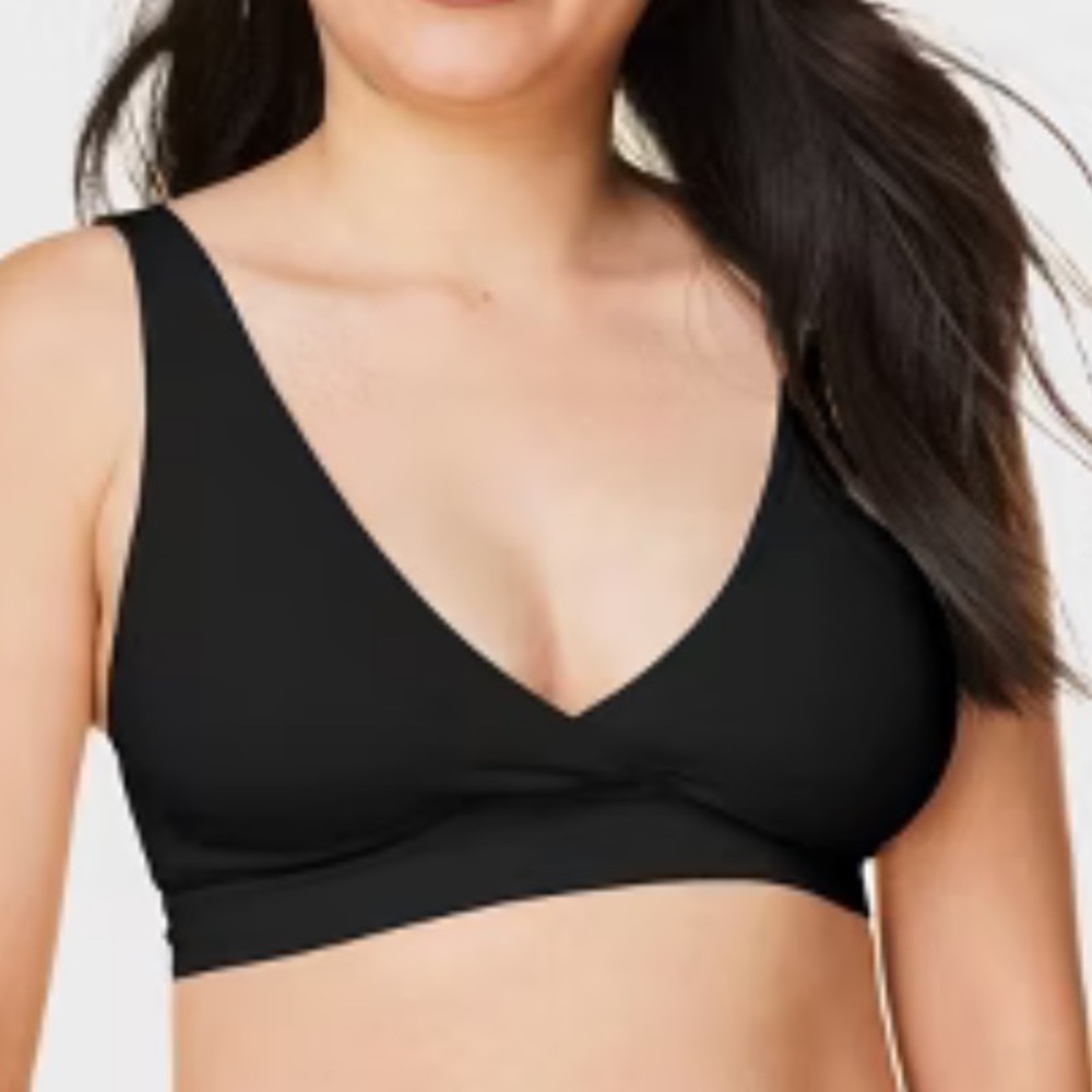 Auden Nursing Unlimited Seamless Black Faux Wrap Sports Bra Ladies Medium